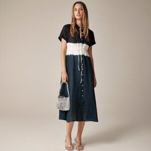 J. Crew Cerise Shirt-Dress in Dip-Dyed Ramie in Deep Green and Blue Dip